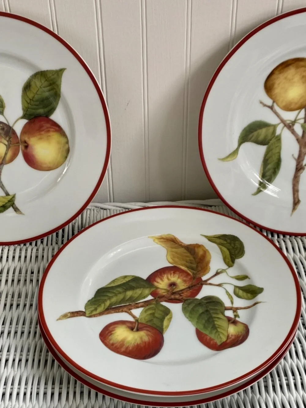 Williams-Sonoma Ceramic Plates. Fruit Designs on Salad, Fruit, Dessert Dishes